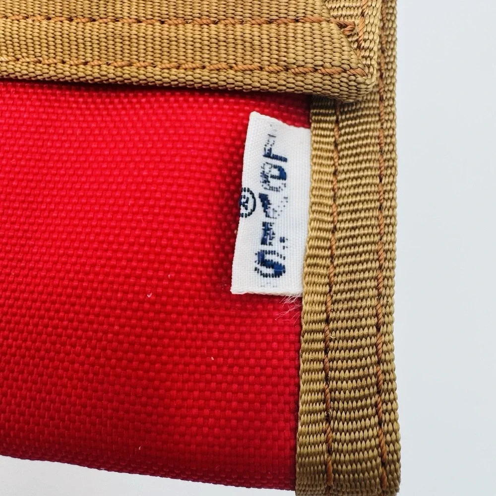 Levis Vintage Red Nylon Trifold Checkbook Wallet Hook Loop Closure